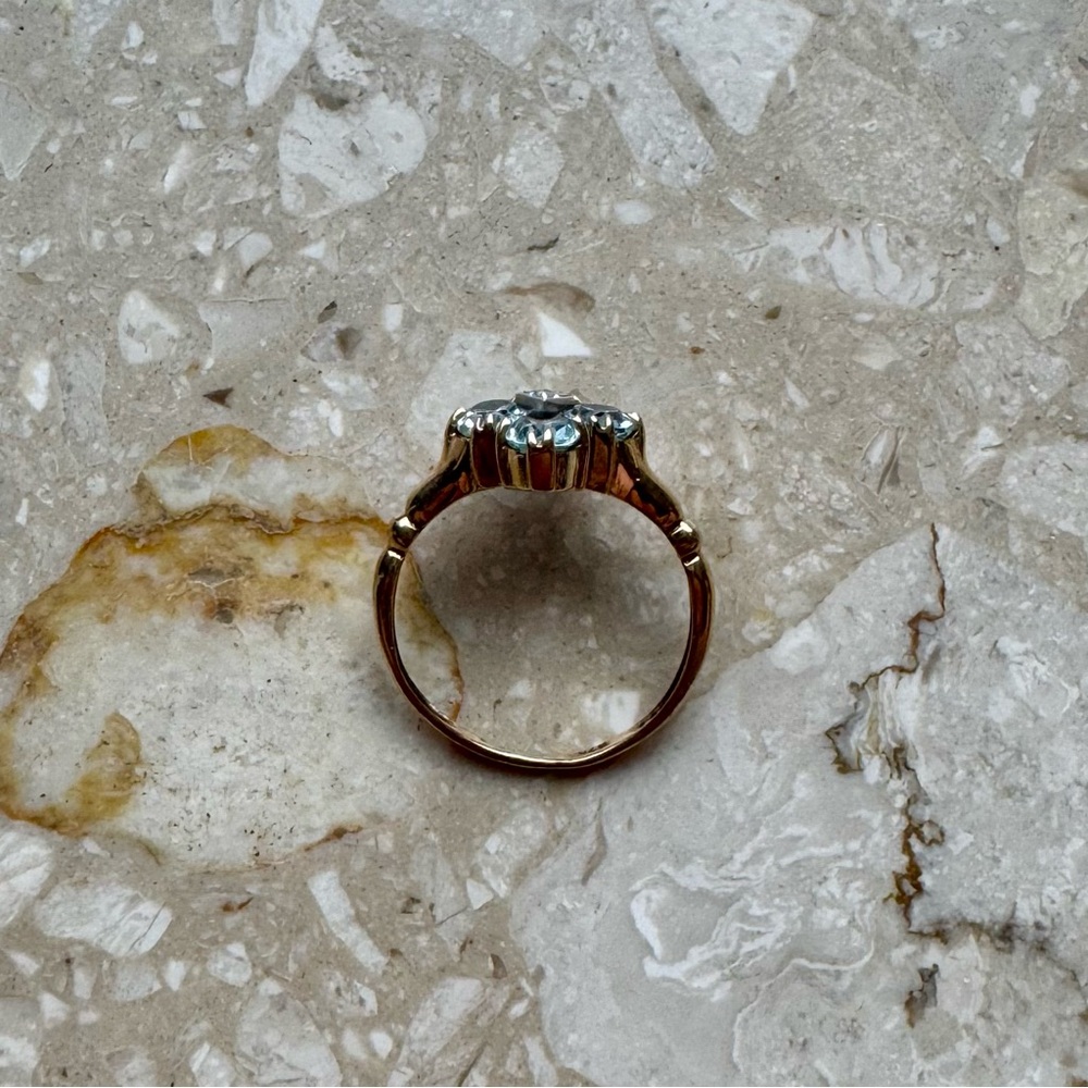 Vintage Aquamarine Yellow Gold Art Deco Ring - Picture 12 of 12